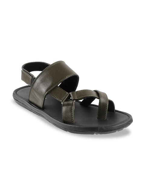

WALKWAY Men Olive Green & Black Comfort Sandals