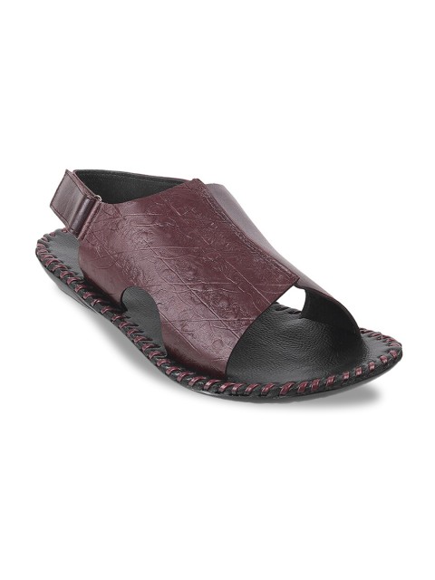 

Metro Men Maroon Leather Shoe-Style Sandals