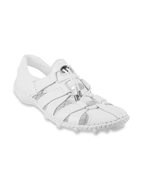 

Metro Men White Leather Shoe-Style Sandals