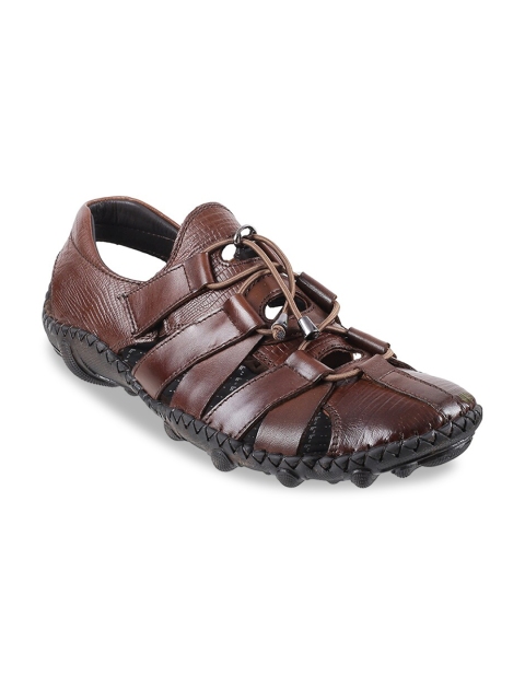 

Metro Men Brown Leather Shoe-Style Sandals