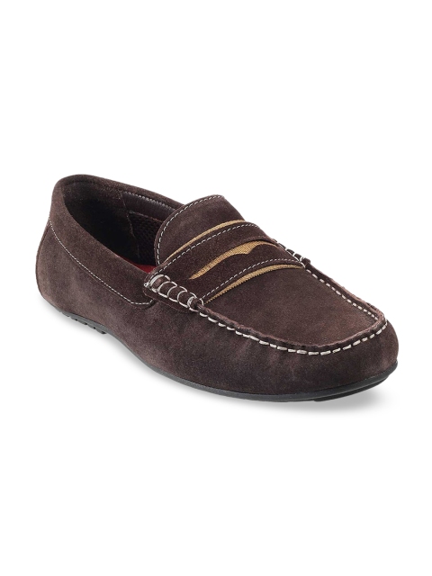 

Metro Men Brown Textured Suede Driving Shoes