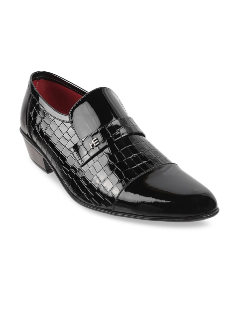 

Metro Men Black Textured Leather Formal Slip-Ons