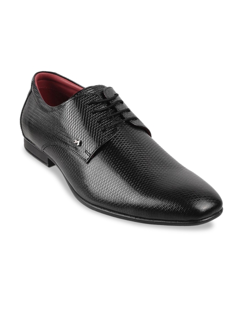 

Metro Men Black Textured Formal Derbys