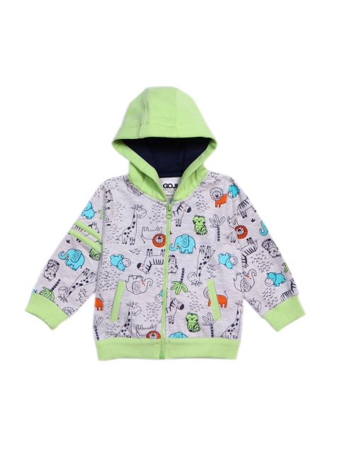 

GOJI Boys Fluorescent Green & Black Printed Hooded Sweatshirt