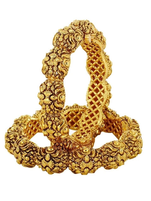 

Runjhun Women Set of 2 Gold-Toned Antique Gold-Plated Bangle-Style Bracelet