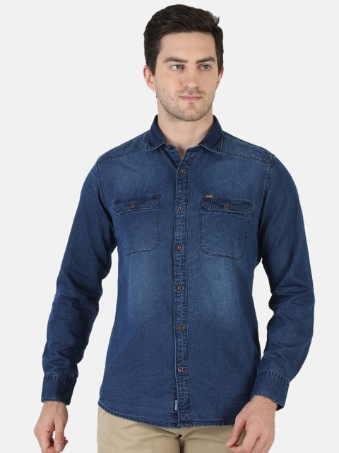 

Monte Carlo Men Blue Classic Slim Fit Faded Opaque Faded Cotton Casual Shirt