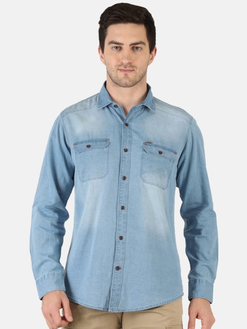 

Monte Carlo Men Navy Blue Classic Slim Fit Faded Opaque Faded Casual Shirt
