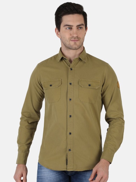 

Monte Carlo Men Mustard Classic Slim Fit Opaque Cotton Casual Shirt