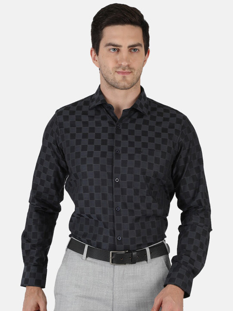 

Monte Carlo Men Black Classic Opaque Checked Casual Shirt