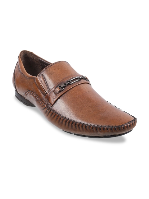 

DAVINCHI Men Tan Solid Leather Formal Loafers