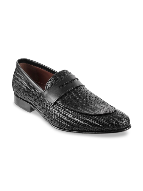 

DAVINCHI Men Black Textured Formal Loafers