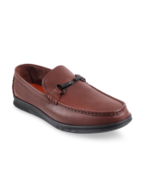 

DAVINCHI Men Brown Solid Leather Formal Loafers