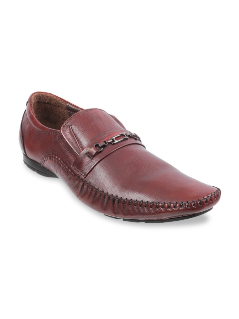

DAVINCHI Men Maroon Solid Leather Formal Loafers