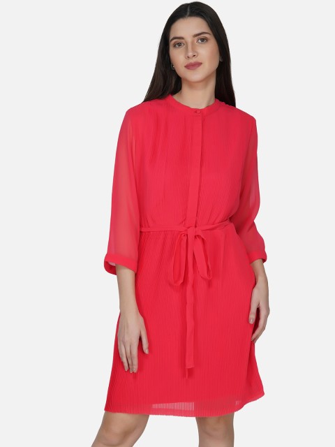 

ATTIC SALT Red Georgette A-Line Dress