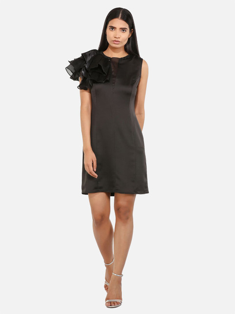 

ATTIC SALT Black Satin A-Line Dress