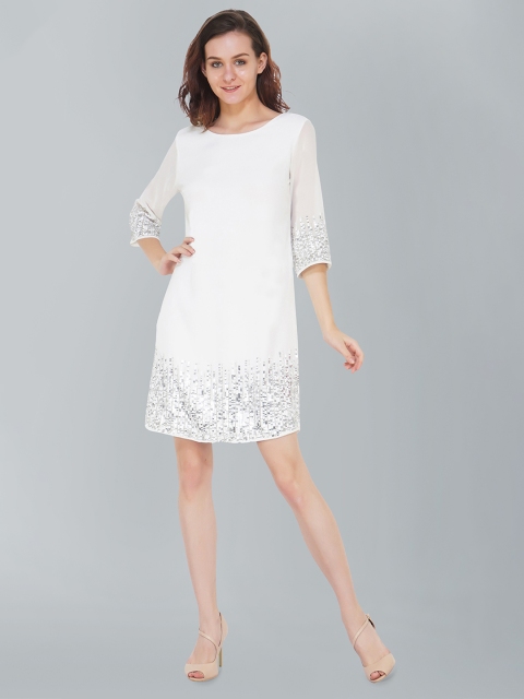 

ATTIC SALT White Georgette A-Line Dress