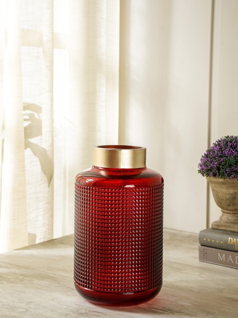 

Pure Home and Living Red Textured Jar Glass Vase