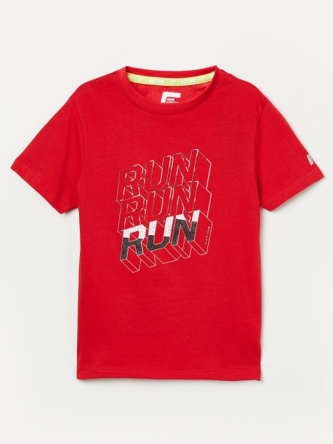 

Fame Forever by Lifestyle Boys Red & Black Printed Round Neck Pure Cotton T-shirt