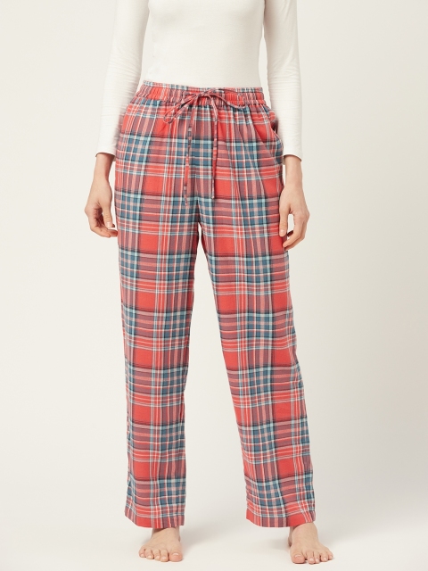 

Not Just Pyjamas Women Coral & Teal Checked Lounge Pants