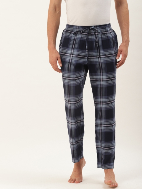 

Not Just Pyjamas Men Navy Blue Checked Lounge Pants