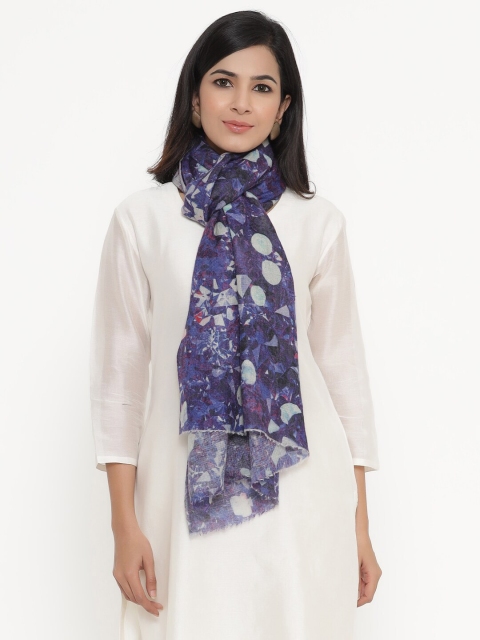 

THE AAB STUDIO Women Lavender & Grey Delight Pashmina Printed Stole