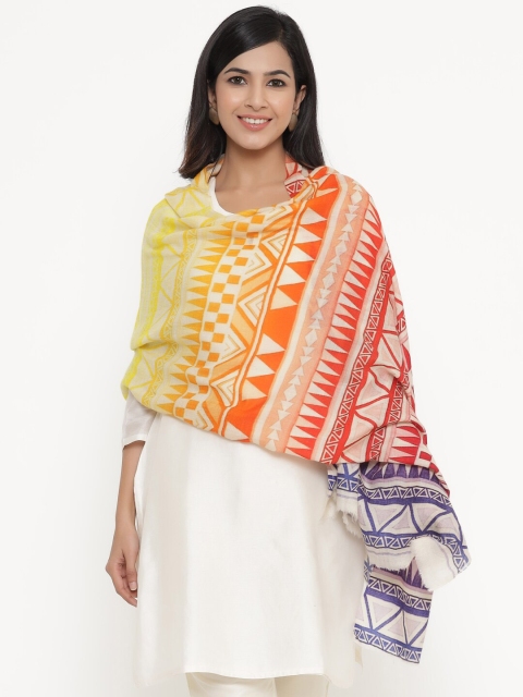 

THE AAB STUDIO Women Multicolored Geometric Pattern On Pashmina Woolen Stole, Multi