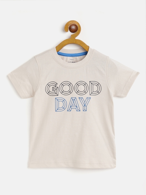 

Marks & Spencer Boys Beige Typography Printed T-shirt