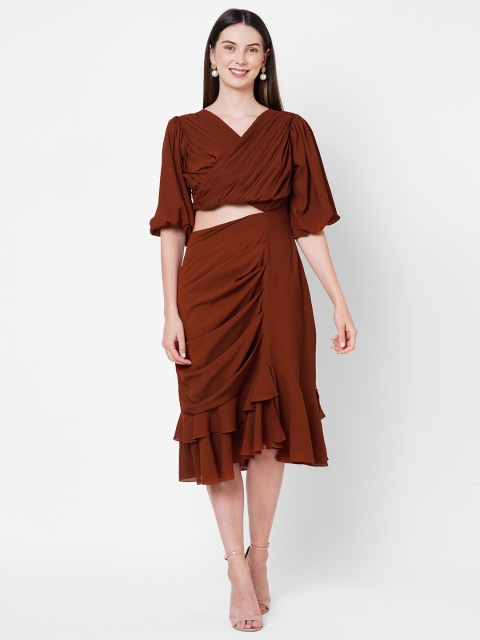 

POPPI Rust Georgette Midi Dress
