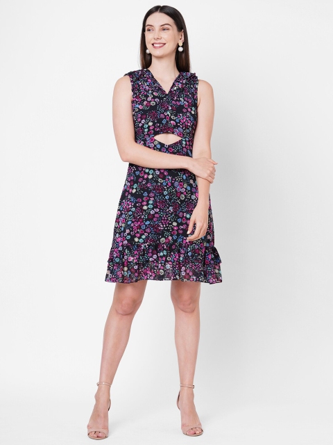 

POPPI Women Multicoloured Floral Georgette Dress, Multi