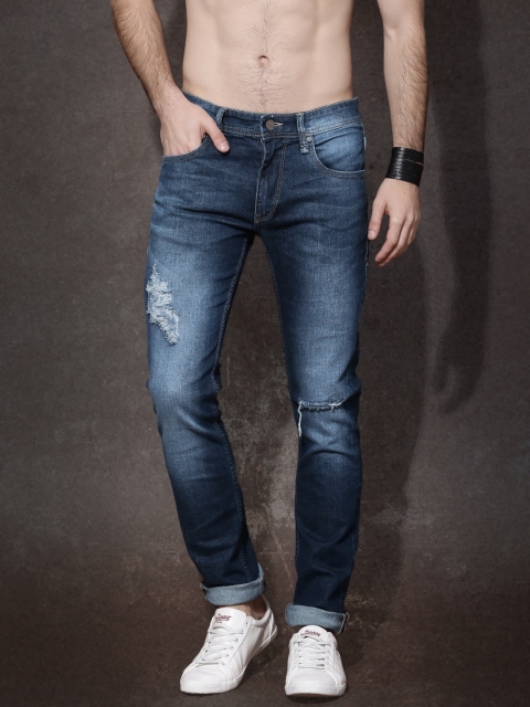 

Roadster Men Blue Skinny Fit Mid Rise Mildly Distressed Slash-Knee Jeans