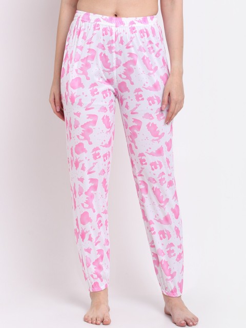 

NEUDIS Women White & Pink Printed Lounge Pants