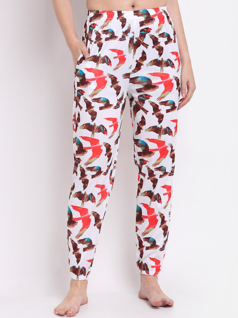 

NEUDIS Women White & Brown Animal Printed Lounge Pants