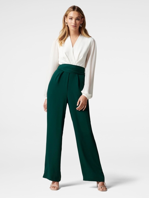 

Forever New Green & White Basic Jumpsuit