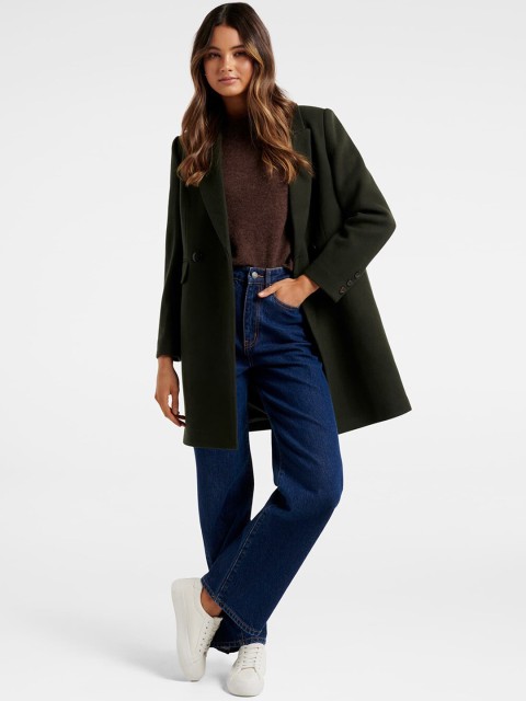 

Forever New Women Olive Green Solid Wrap Coat