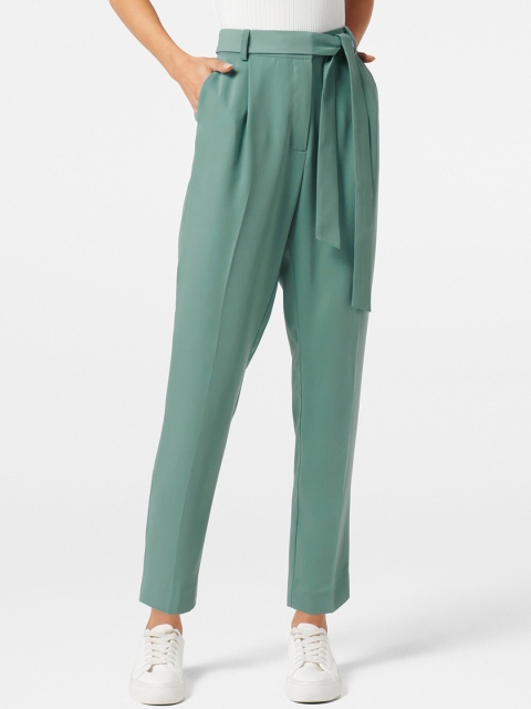 

Forever New Women Green Tapered Fit High-Rise Pleated Trousers