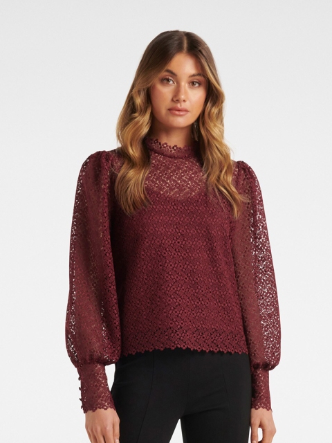 

Forever New Burgundy Regular Top