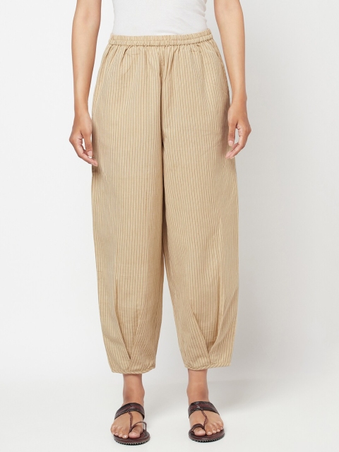

Fabindia Women Beige Striped Cropped Palazzos