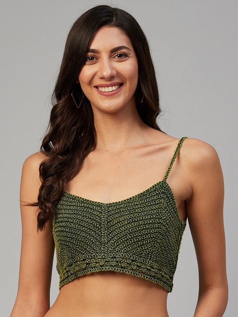 

Orchid Blues Green Pure Cotton Bralette Crop Top