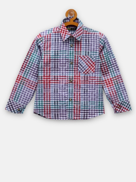 

NYNSH Boys Multicoloured Cotton Opaque Checked Casual Shirt, Multi