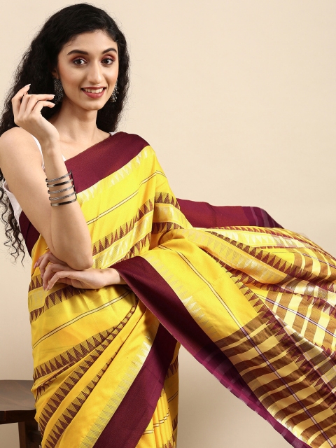 

Anouk Yellow & Maroon Woven Design Sambalpuri Saree
