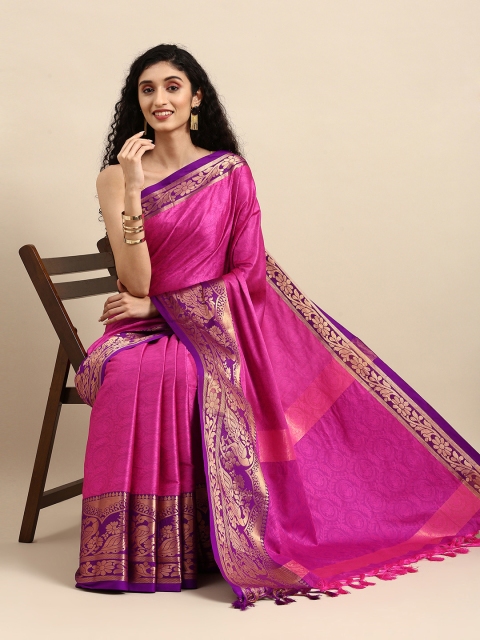 

Anouk Fuchsia Pink Woven Design Pure Silk Banarasi Saree