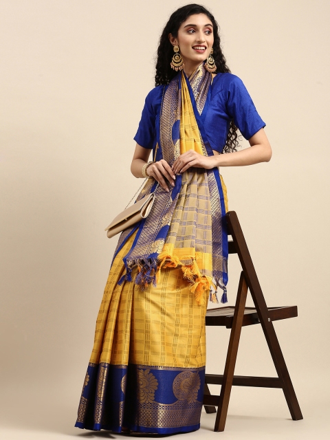 

Anouk Yellow Woven Design Pure Silk Banarasi Saree