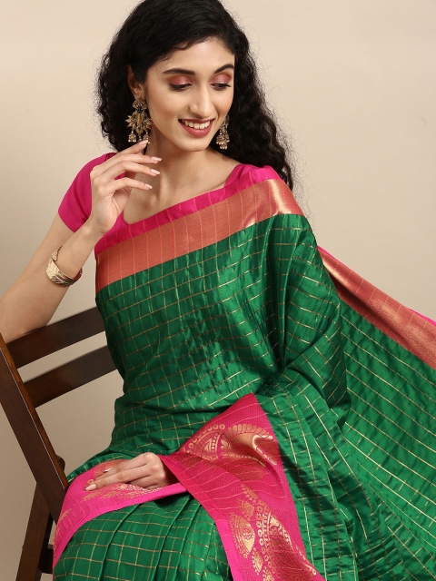 

Anouk Green Woven Design Pure Silk Kanjeevaram Saree