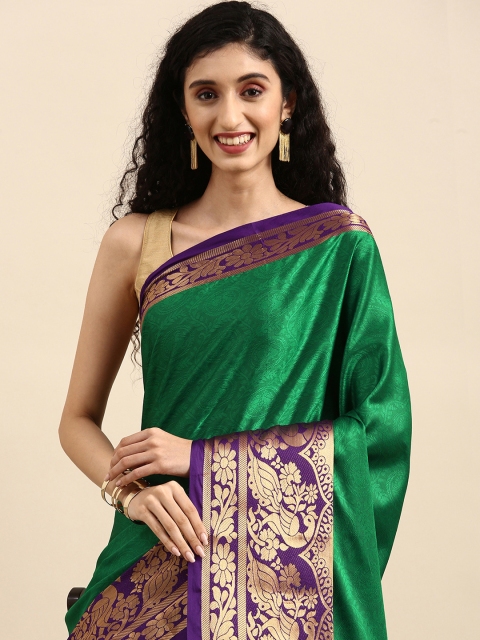 

Anouk Green Woven Design Pure Silk Banarasi Saree