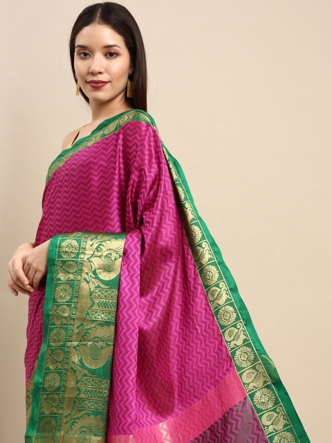 

Anouk Fuchsia & Green Woven Design Pure Silk Kanjeevaram Saree