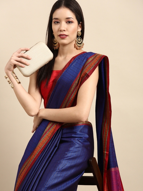 

Anouk Blue & Red Woven Design Pure Silk Banarasi Saree