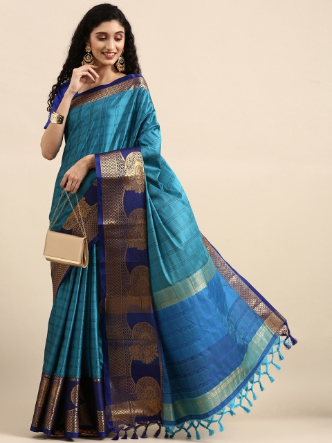 

Anouk Turquoise Blue Woven Design Pure Silk Banarasi Saree