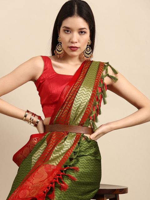 

Anouk Green Woven Design Pure Silk Kanjeevaram Saree