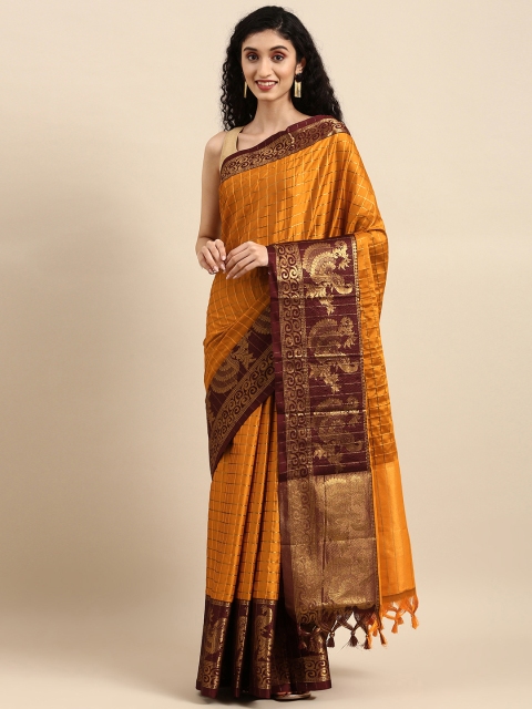 

Anouk Mustard Woven Design Pure Silk Kanjeevaram Saree