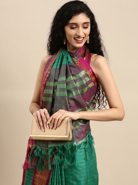 

Anouk Green & Magenta Woven Design Pure Silk Fusion Banarasi Saree